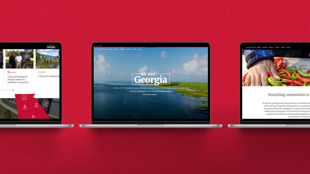 We Are Georgia Mockup screens in three laptops