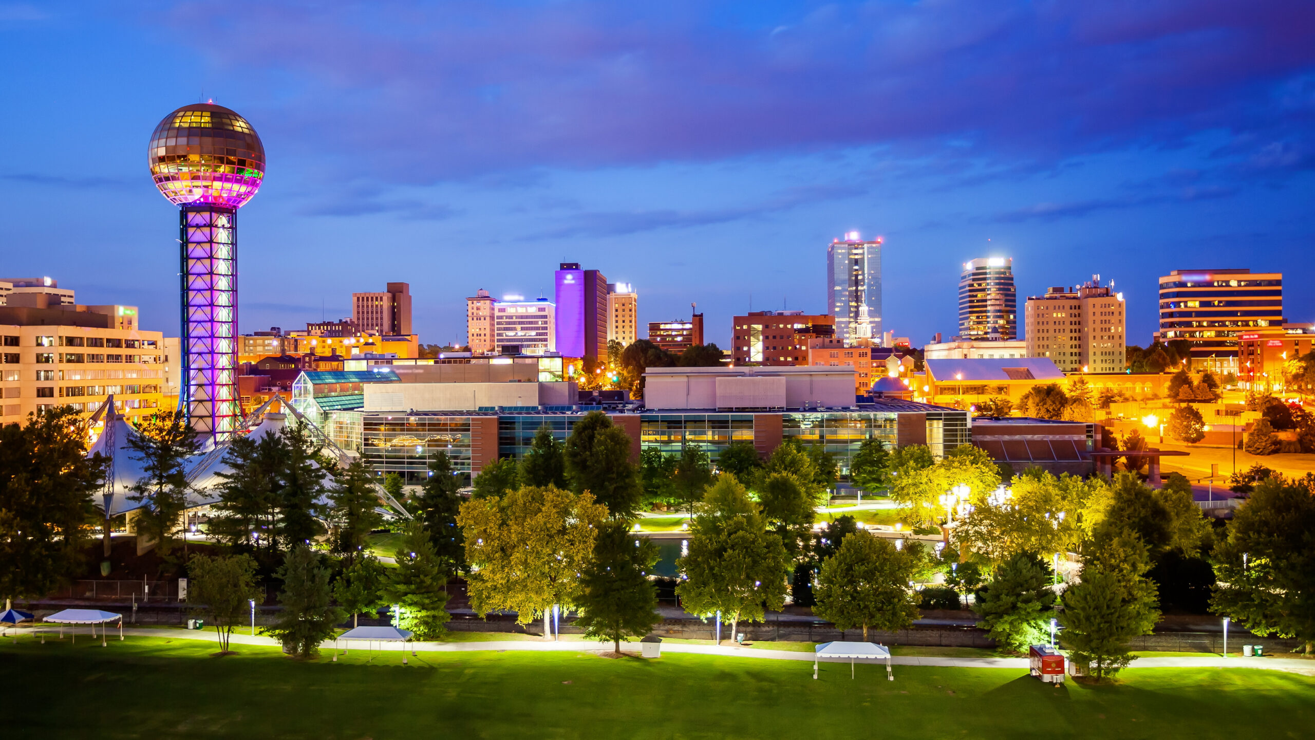 Knoxville, Tennessee City Skyline and City Lights at Night